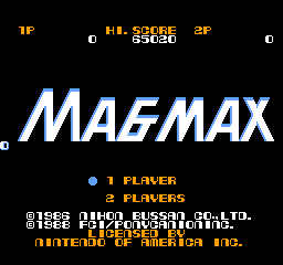 Magmax title screen for NES